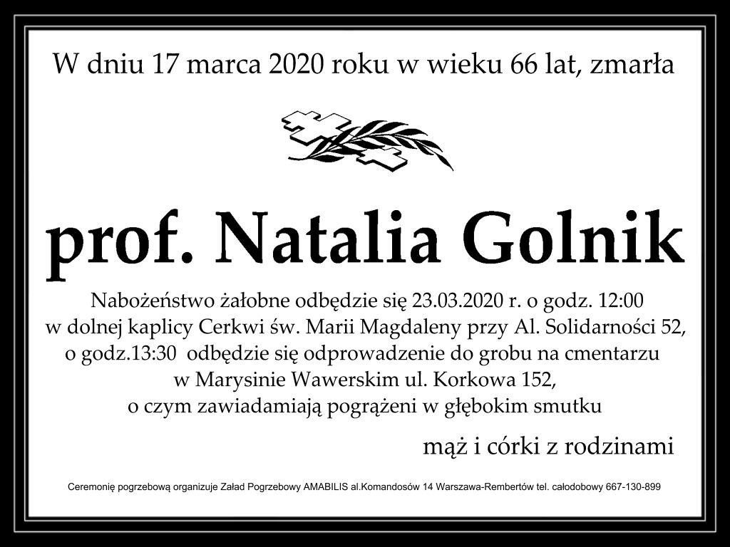 Prof. dr hab. Natalia Golnik